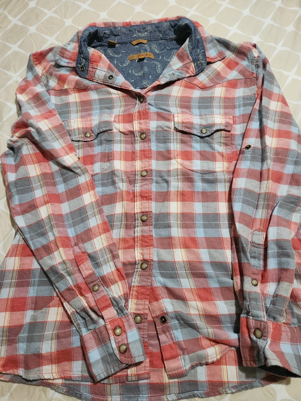 Jachs Girlfriend Bea Flannel Plaid Button-Up Shirt - Red & Gray